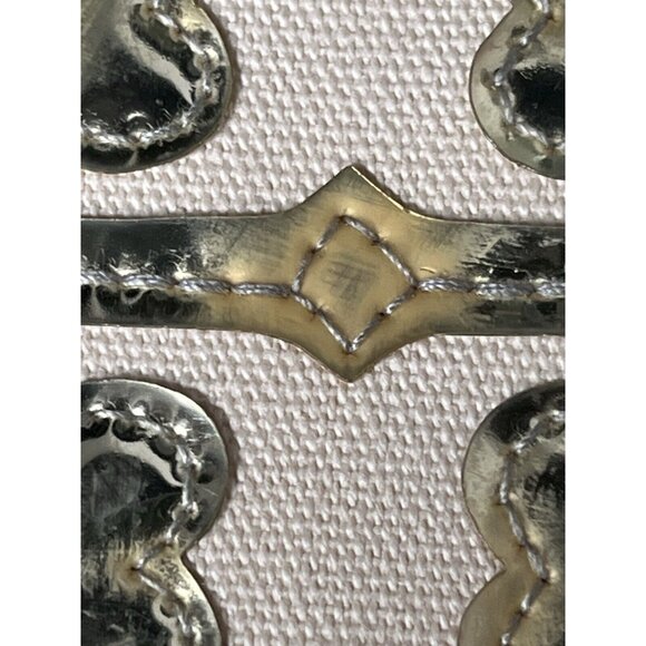 Tory Burch Vinyl Canvas Metallic Shiny Gold Large Tote Bag 16 x 11 x 7" - Picture 6 of 15